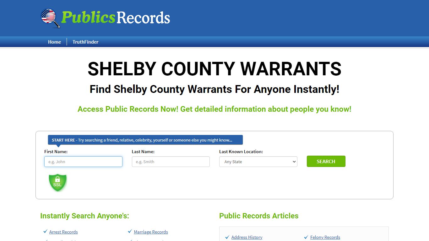 Find Shelby County Warrants For Anyone Instantly!